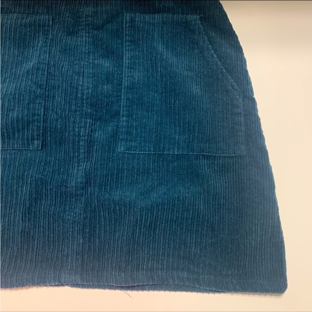 Blue turquoise fall Corduroy Skirt Medium